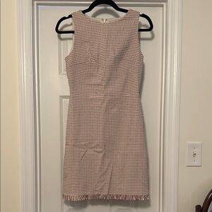 LOFT Pink Ribbed Ruffled Sheath Mini Dress